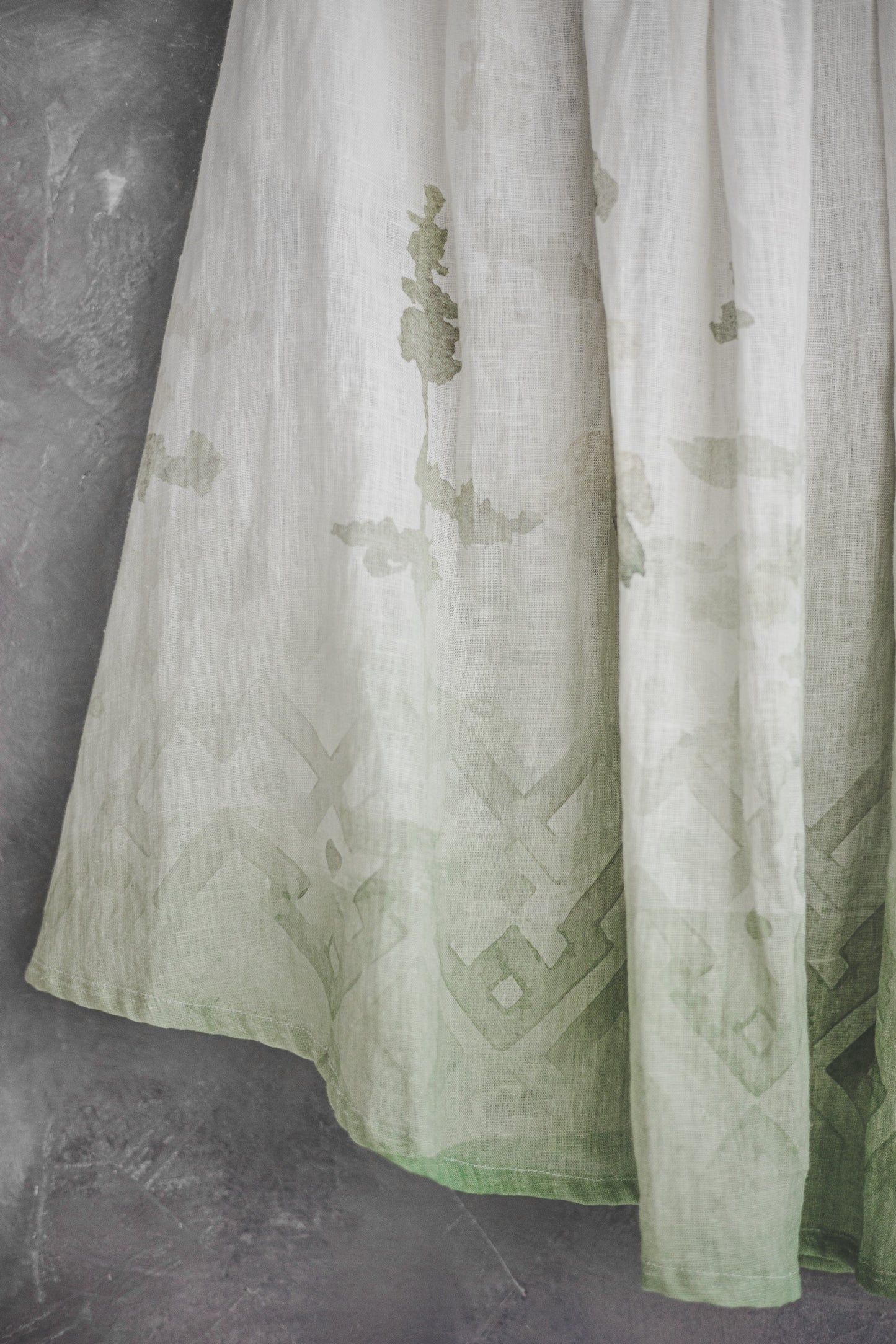 MIGLA midi linen dress with Blue Ombre Forest print