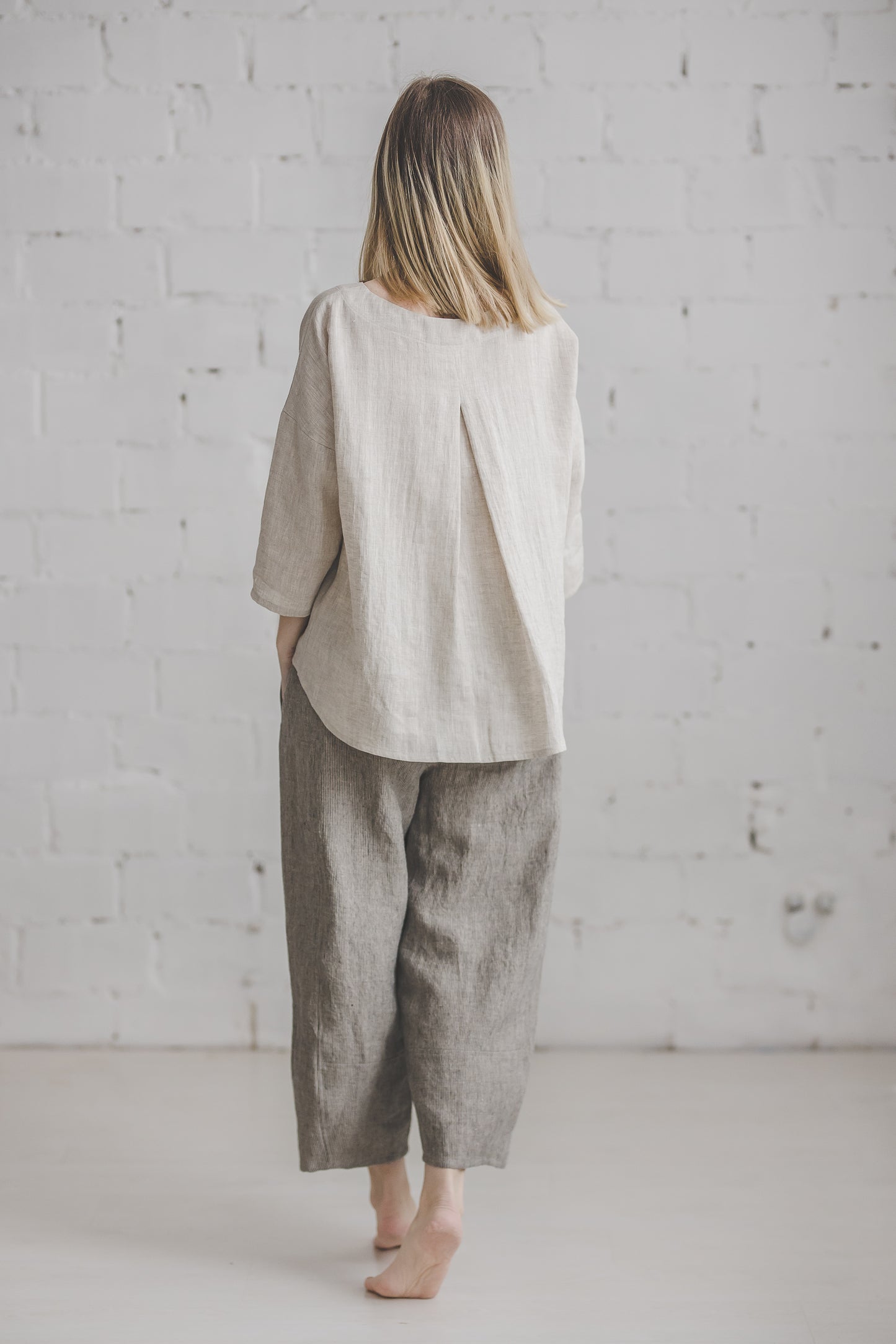 MIGLA kimono top in Natural linen color Light weight