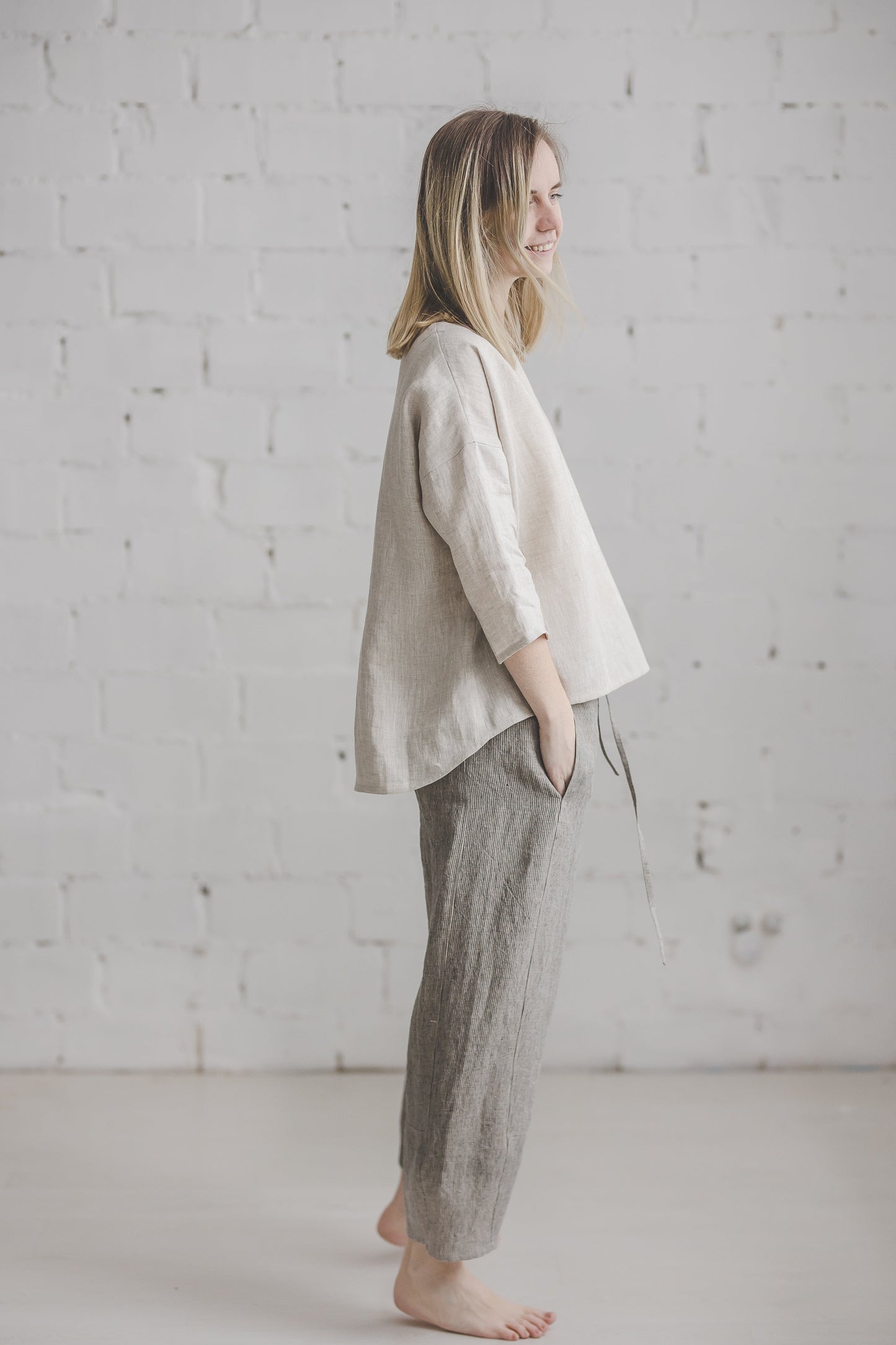 MIGLA kimono top in Off-white Light weight linen