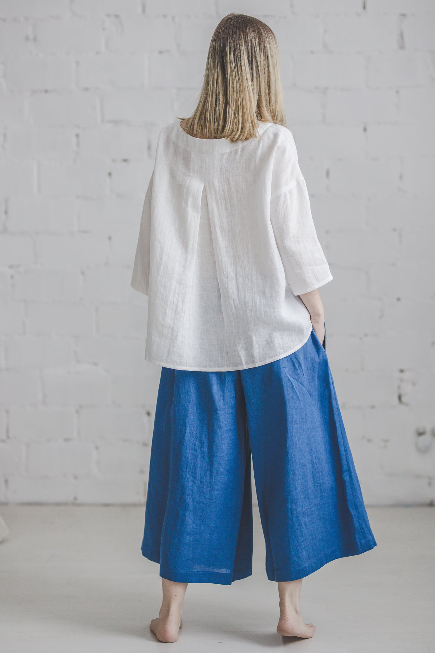 MIGLA kimono top in Off-white Medium weight linen