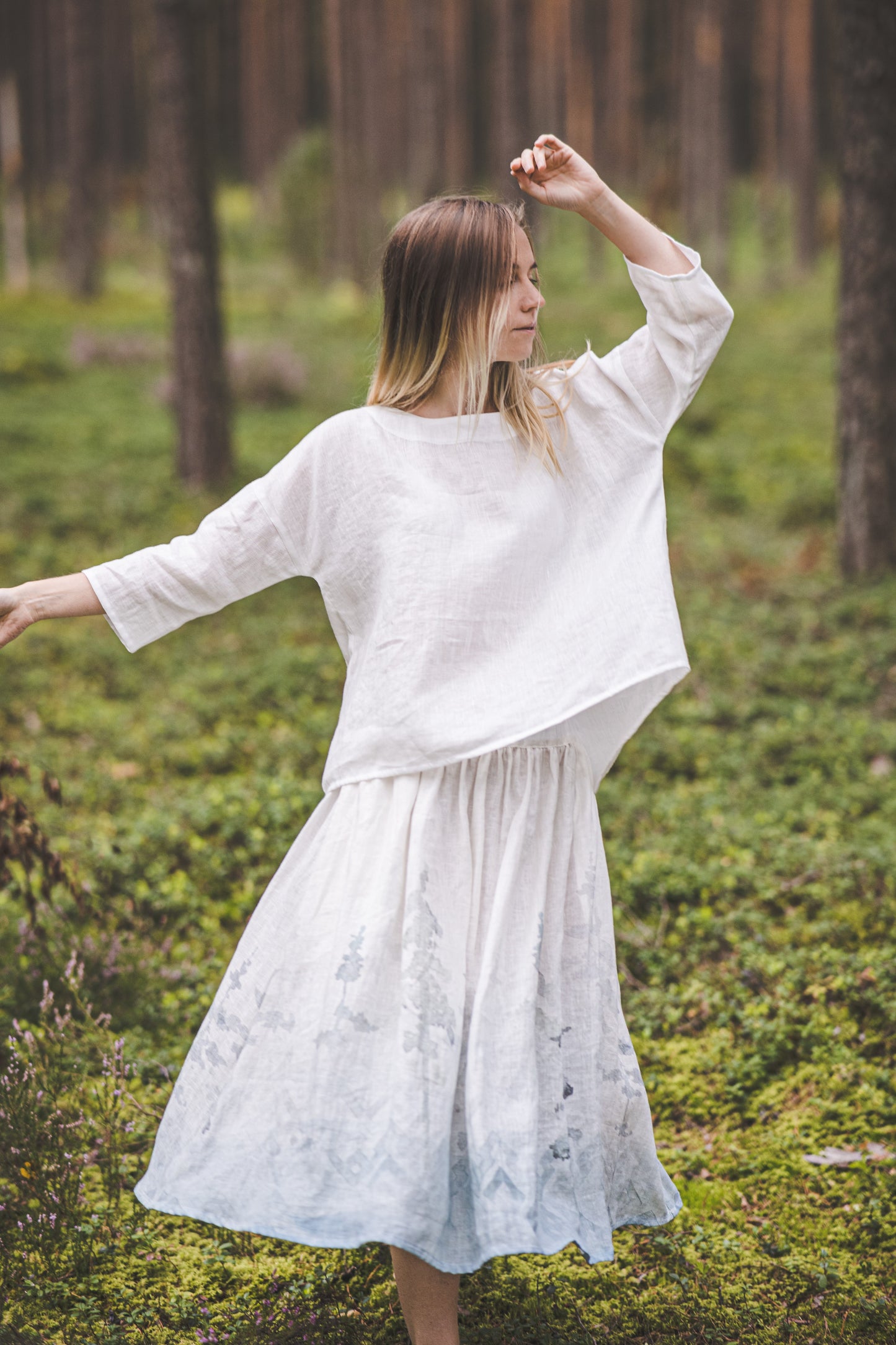 MIGLA kimono top in Off-white Medium weight linen