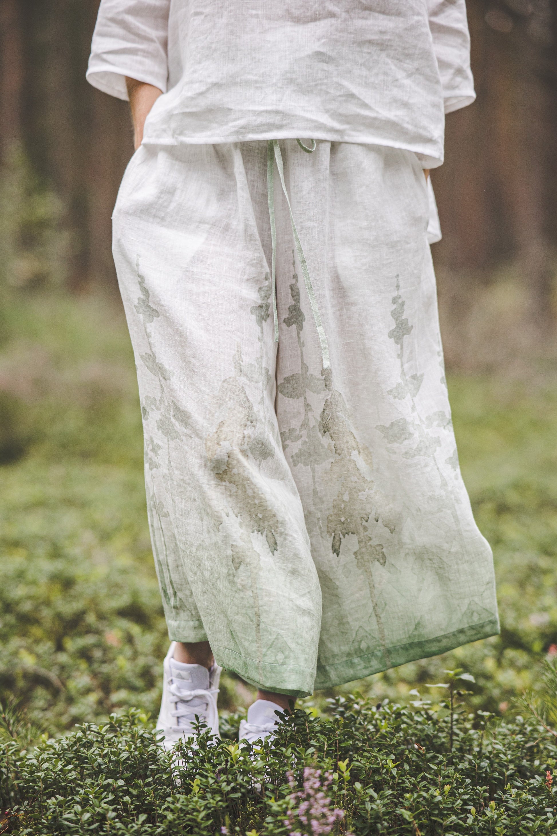 Flowy wide leg linen palazzo pants