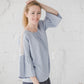 RŪTA linen blouse with crochet lace in Sky blue