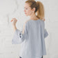 RŪTA linen blouse with crochet lace in Sky blue