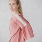 RŪTA linen blouse with crochet lace in Coral