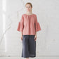 RŪTA linen blouse with crochet lace in Coral