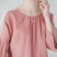 RŪTA linen blouse with crochet lace in Coral