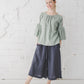 RŪTA linen blouse with crochet lace in Light sage