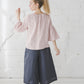 RŪTA linen blouse with crochet lace in Dusty pink