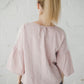 RŪTA linen blouse with crochet lace in Dusty pink