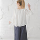 RŪTA linen blouse with crochet lace in Off-white