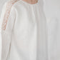 RŪTA linen blouse with crochet lace in Off-white