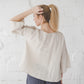 RŪTA linen blouse with crochet lace in Natural linen color