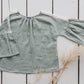 RŪTA linen blouse with crochet lace in Light sage