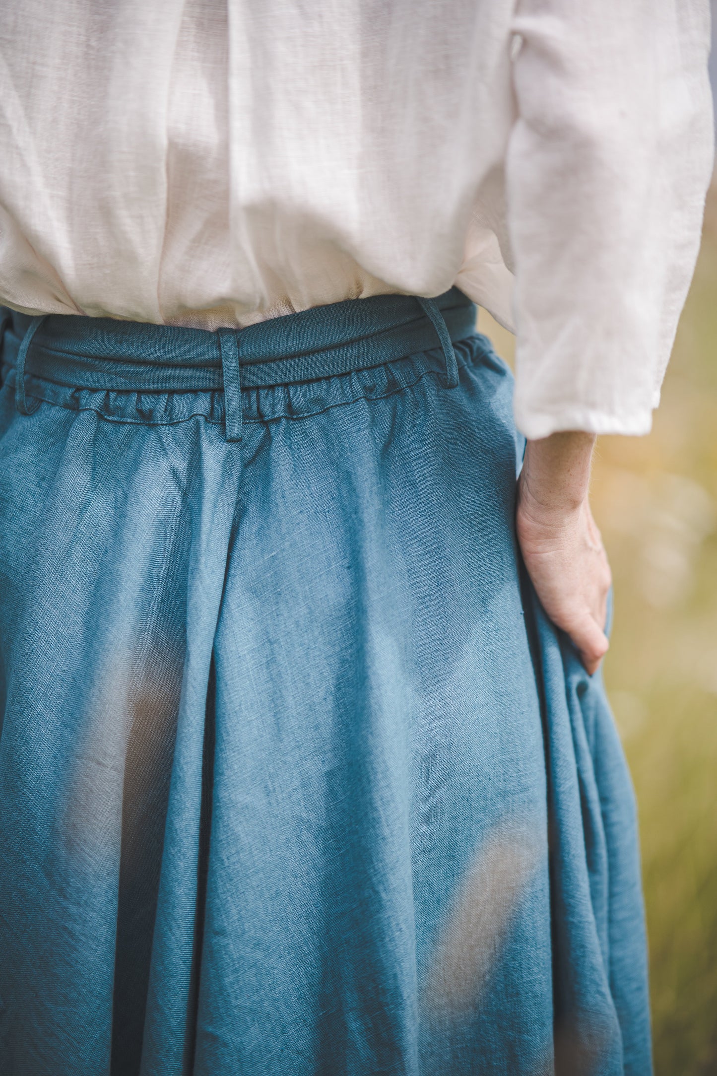 ŽIEDAS Full circle linen wrap skirt in Teal color