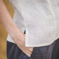 LIEPA short sleeves linen top in White striped Light weight linen