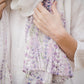 Soft and light linen scarf with Lavender print