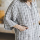 Loose short linen jacket in Grey checks