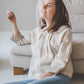 PASAKA linen blouse with lace crochet details in Natural linen color