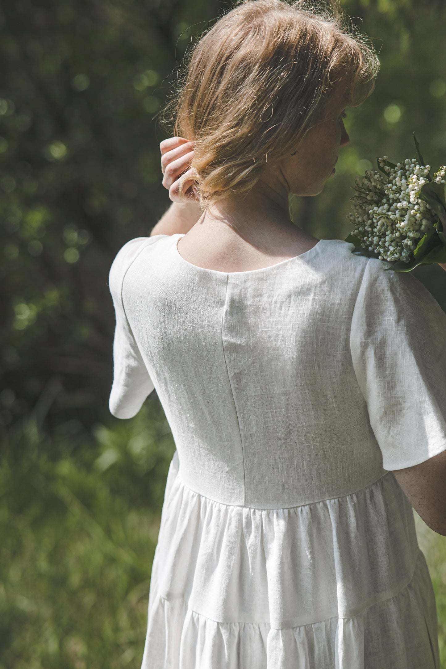 Tiered maxi ruffle dress with butterfly sleeves in White