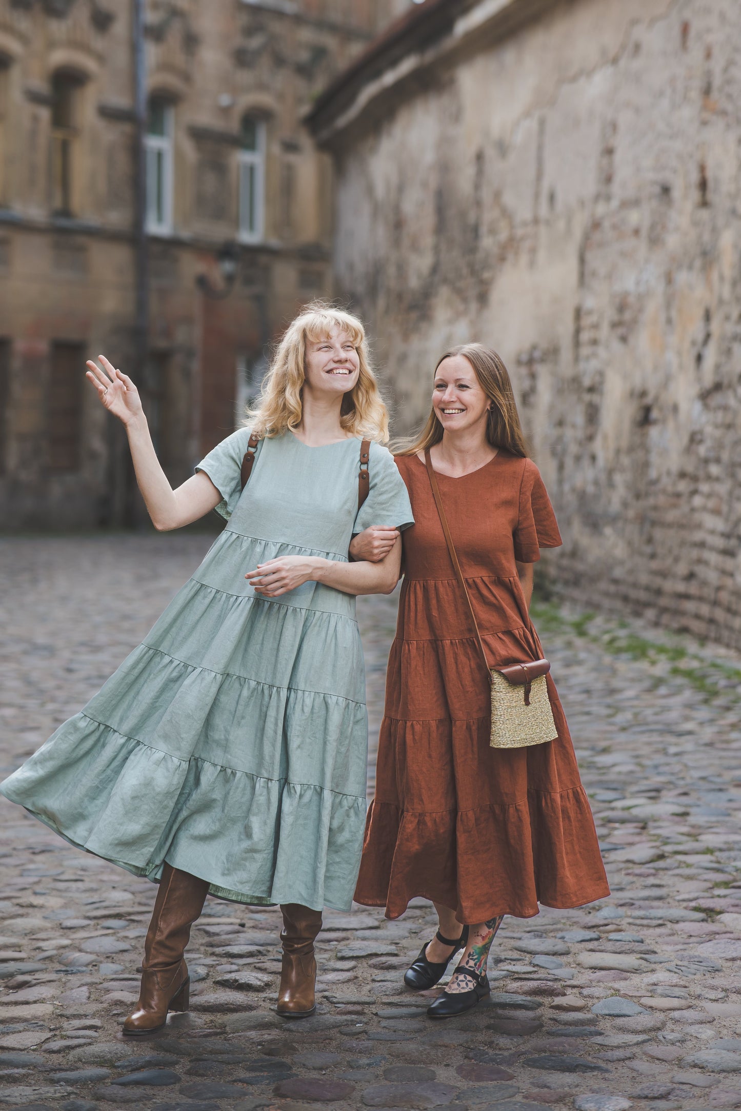 Tiered maxi ruffle dress with butterfly sleeves