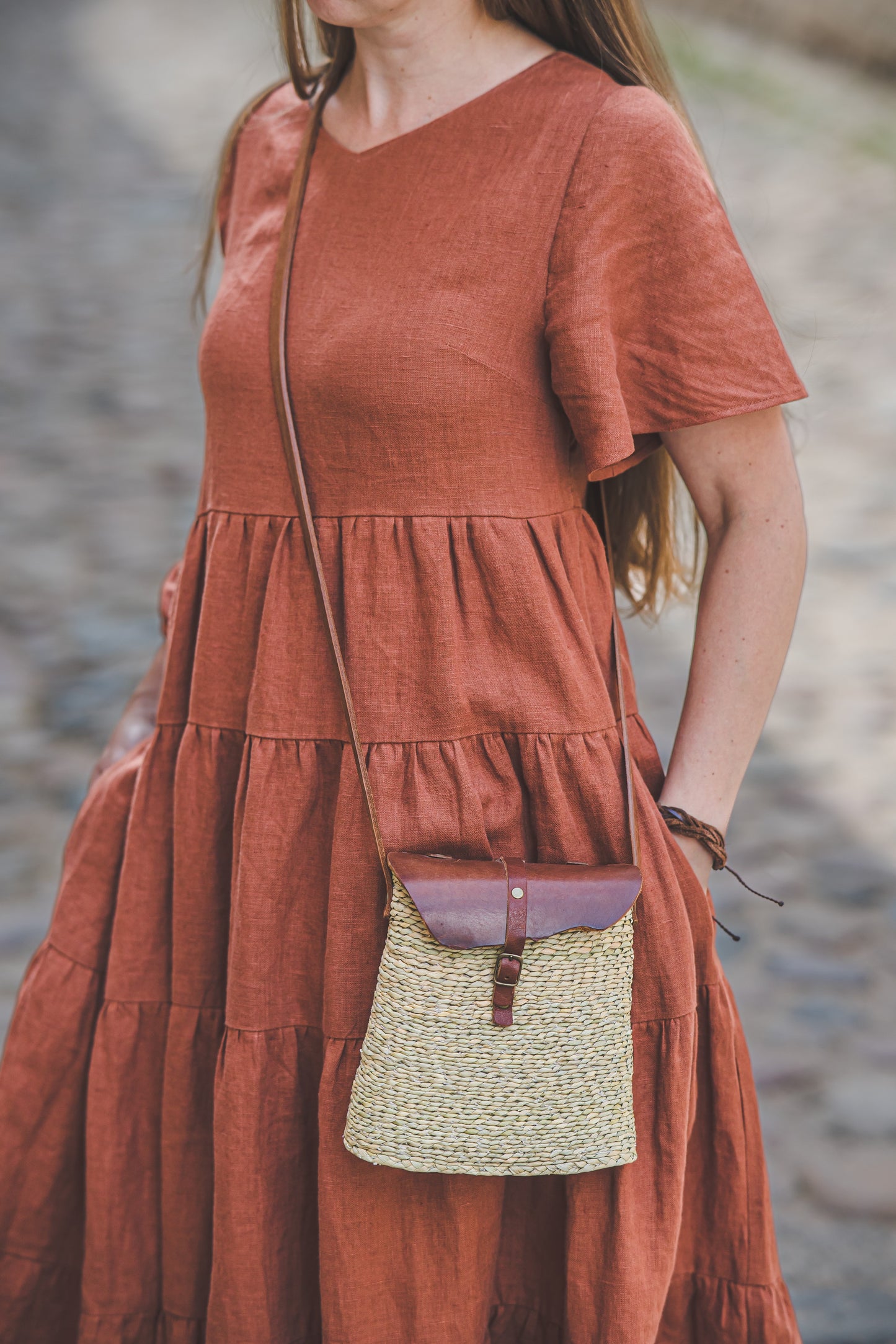 Tiered maxi ruffle dress with butterfly sleeves