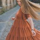 Tiered maxi ruffle dress with butterfly sleeves