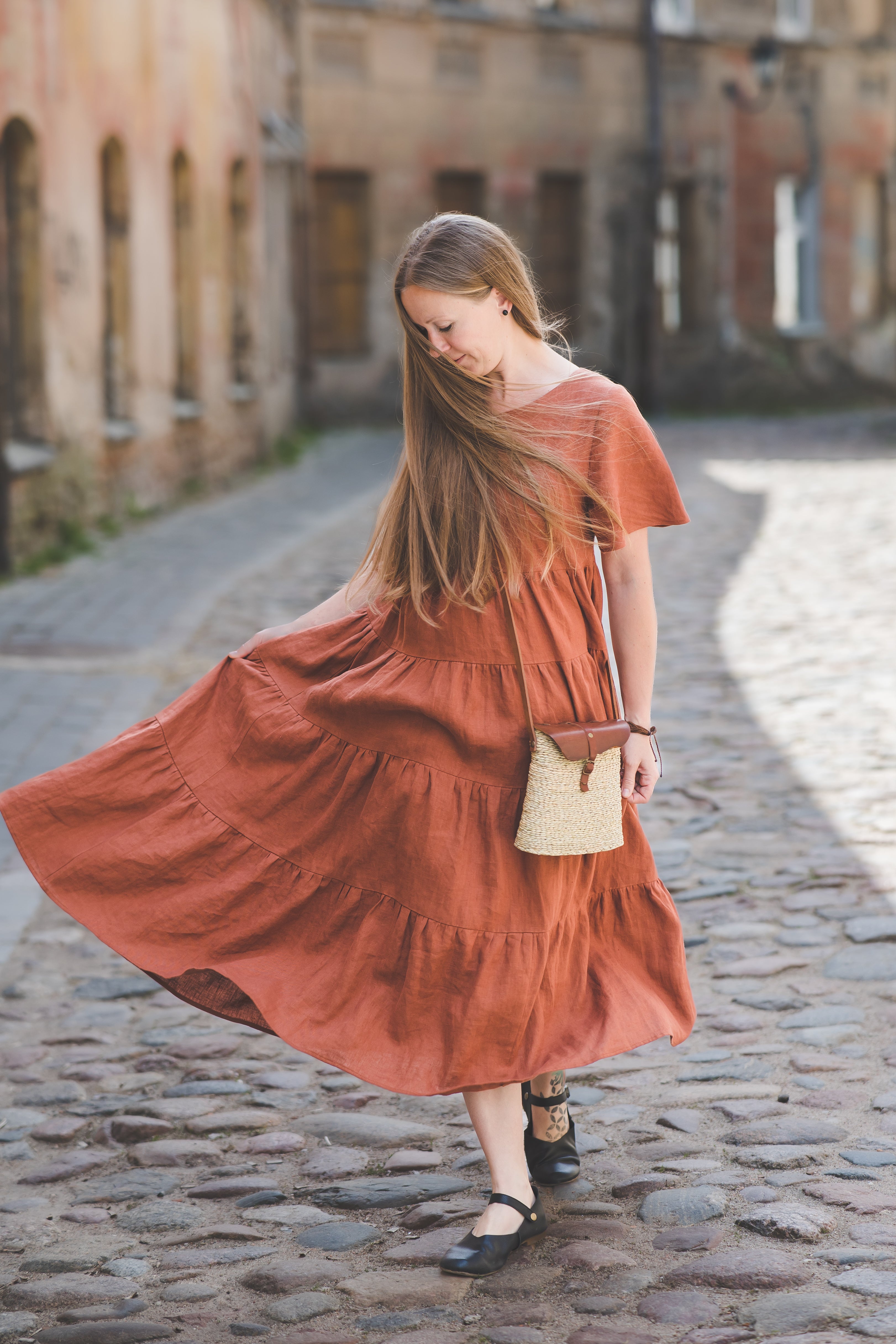 Plain sales linen dress