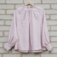 META linen blouse with puffy sleeves & frills in Dusty pink