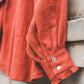 META linen blouse with puffy sleeves & frills in Orange