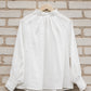 META linen blouse with puffy sleeves & frills in Off-white