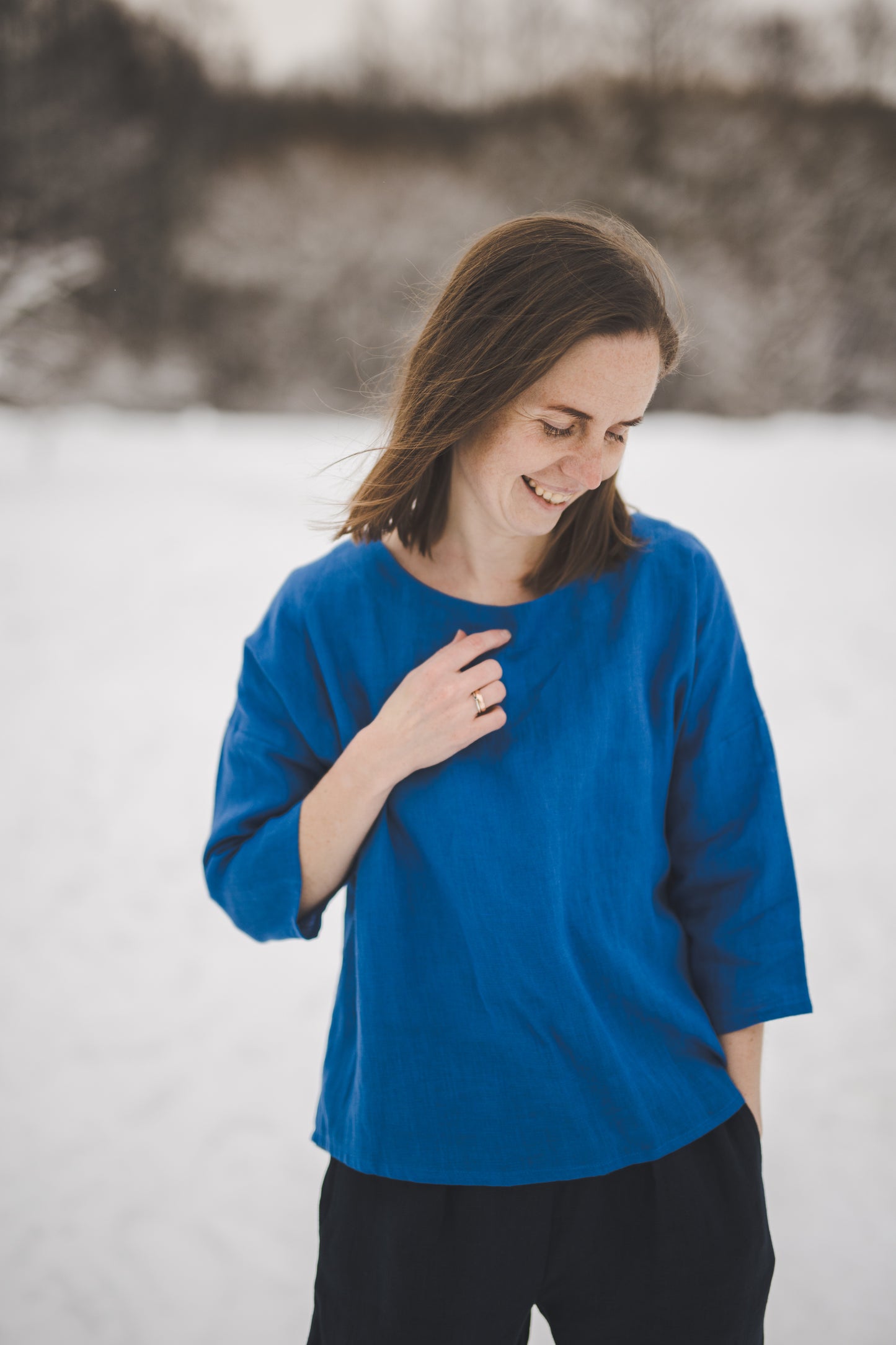 MIGLA kimono top in Azure blue color Light weight