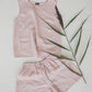 Linen pajamas of tank top & shorts in Dusty pink