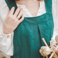 Crossback Pinafore apron with pockets in Emerald green