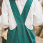 Crossback Pinafore apron with pockets in Emerald green