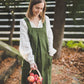 Crossback Pinafore apron with pockets in Forest green