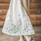 RASA short sleeves maxi linen dress with Linen field print