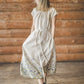 RASA short sleeves maxi linen dress with Linen field print