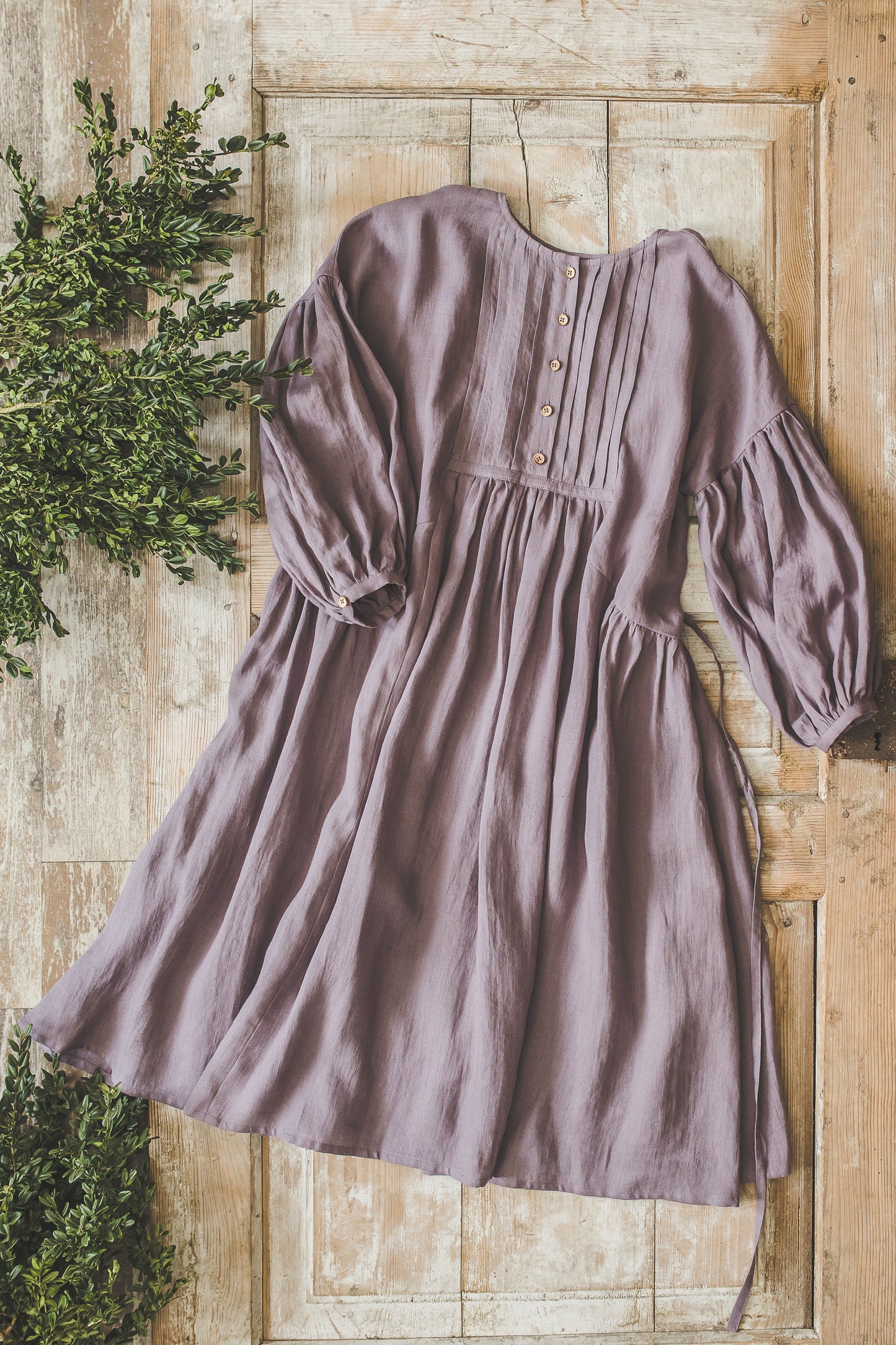 LAUME ruffled linen dress in Lavender Purple