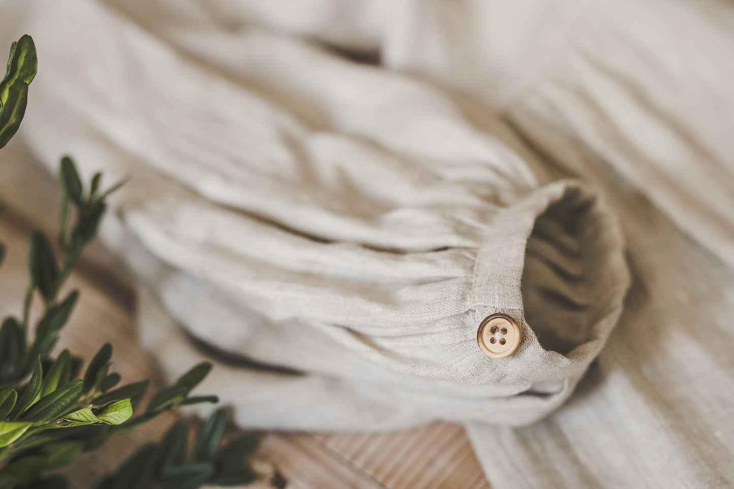 LAUME ruffled linen dress in Natural linen color