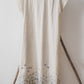 PIEVA short sleeves maxi linen dress with Linen field print