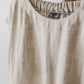 PIEVA short sleeves maxi linen dress with Lavender print