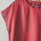 PIEVA short sleeves maxi linen dress in Watermelon color