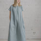 PIEVA short sleeves maxi linen dress in Watermelon color