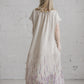 PIEVA short sleeves maxi linen dress with Lavender print