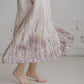 PIEVA short sleeves maxi linen dress with Lavender print