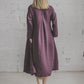 SUTEMA front buttons 3/4 sleeves linen shirtdress in Eggplant color