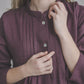 SUTEMA front buttons 3/4 sleeves linen shirtdress in Eggplant color