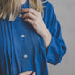 natural shell buttons and mandarin collar neckline