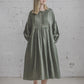 LAUME ruffled linen dress in Olive color